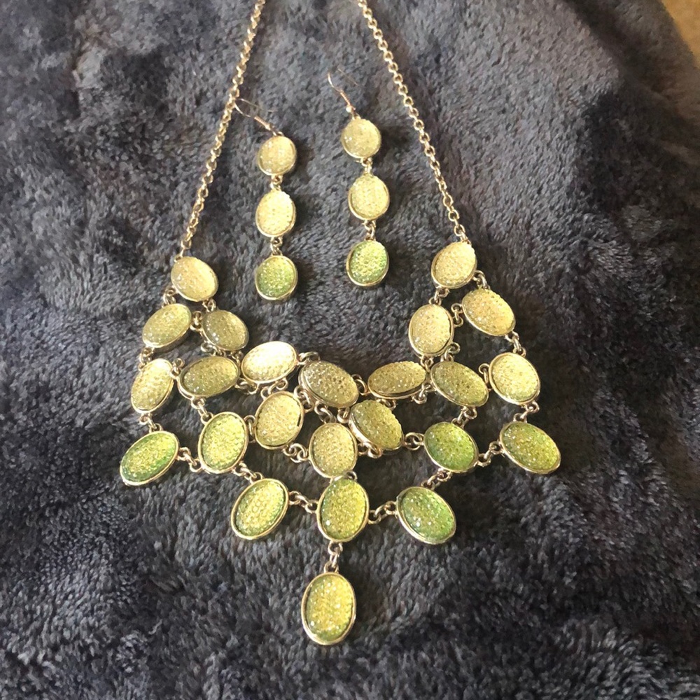 Lime green and gold necklace